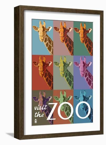 Visit the Zoo, Giraffe as Pop Art-Lantern Press-Framed Art Print