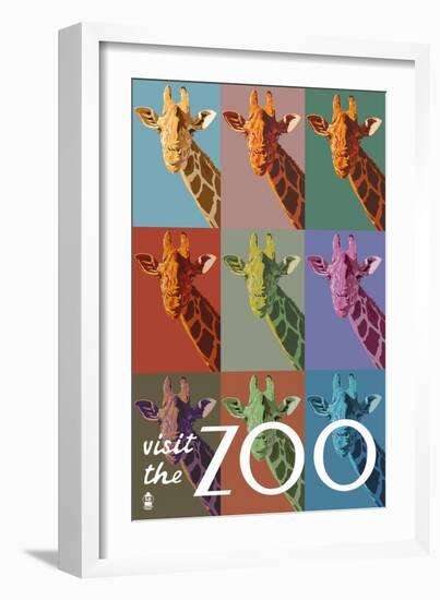 Visit the Zoo, Giraffe as Pop Art-Lantern Press-Framed Art Print