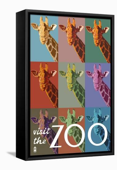 Visit the Zoo, Giraffe as Pop Art-Lantern Press-Framed Stretched Canvas