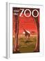 Visit the Zoo, Giraffe Scene-Lantern Press-Framed Art Print