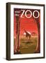 Visit the Zoo, Giraffe Scene-Lantern Press-Framed Art Print