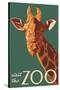 Visit the Zoo, Giraffe Up Close-Lantern Press-Stretched Canvas