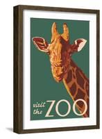 Visit the Zoo, Giraffe Up Close-Lantern Press-Framed Art Print