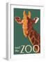 Visit the Zoo, Giraffe Up Close-Lantern Press-Framed Art Print