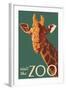Visit the Zoo, Giraffe Up Close-Lantern Press-Framed Art Print