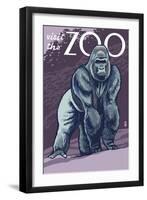 Visit the Zoo, Gorilla Scene-Lantern Press-Framed Art Print