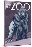 Visit the Zoo, Gorilla Scene-Lantern Press-Mounted Art Print