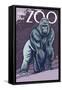 Visit the Zoo, Gorilla Scene-Lantern Press-Framed Stretched Canvas