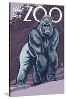 Visit the Zoo, Gorilla Scene-Lantern Press-Stretched Canvas