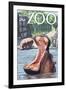 Visit the Zoo, Hippo Scene-Lantern Press-Framed Art Print