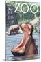 Visit the Zoo, Hippo Scene-Lantern Press-Mounted Art Print