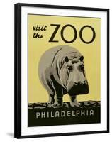 Visit the Zoo - Hippo-The Vintage Collection-Framed Art Print