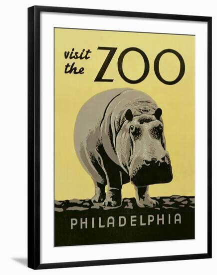 Visit the Zoo - Hippo-The Vintage Collection-Framed Art Print