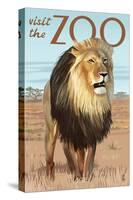 Visit the Zoo, Lion Scene-Lantern Press-Stretched Canvas
