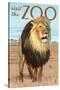 Visit the Zoo, Lion Scene-Lantern Press-Stretched Canvas