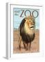 Visit the Zoo, Lion Scene-Lantern Press-Framed Art Print