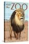 Visit the Zoo, Lion Scene-Lantern Press-Stretched Canvas