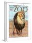 Visit the Zoo, Lion Scene-Lantern Press-Framed Art Print