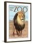 Visit the Zoo, Lion Scene-Lantern Press-Framed Art Print