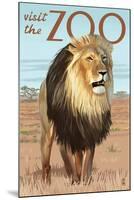 Visit the Zoo, Lion Scene-Lantern Press-Mounted Art Print