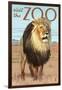 Visit the Zoo, Lion Scene-Lantern Press-Framed Art Print