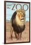 Visit the Zoo, Lion Scene-Lantern Press-Framed Art Print