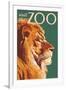 Visit the Zoo, Lion Up Close-Lantern Press-Framed Art Print