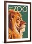 Visit the Zoo, Lion Up Close-Lantern Press-Framed Art Print