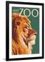 Visit the Zoo, Lion Up Close-Lantern Press-Framed Art Print
