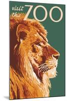Visit the Zoo, Lion Up Close-Lantern Press-Mounted Art Print