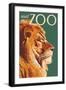 Visit the Zoo, Lion Up Close-Lantern Press-Framed Art Print