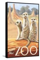 Visit the Zoo, Meerkats Scene-Lantern Press-Framed Stretched Canvas