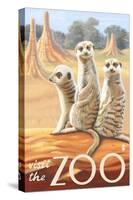 Visit the Zoo, Meerkats Scene-Lantern Press-Stretched Canvas