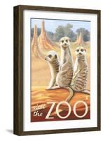 Visit the Zoo, Meerkats Scene-Lantern Press-Framed Art Print