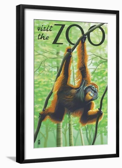 Visit the Zoo, Orangutan Scene-Lantern Press-Framed Art Print