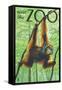 Visit the Zoo, Orangutan Scene-Lantern Press-Framed Stretched Canvas