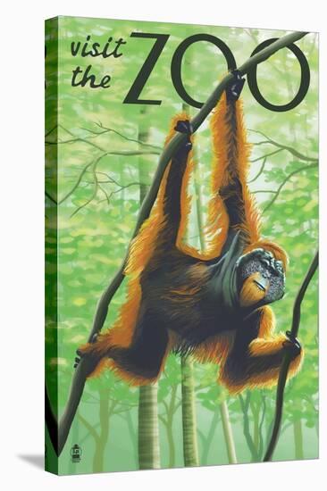 Visit the Zoo, Orangutan Scene-Lantern Press-Stretched Canvas