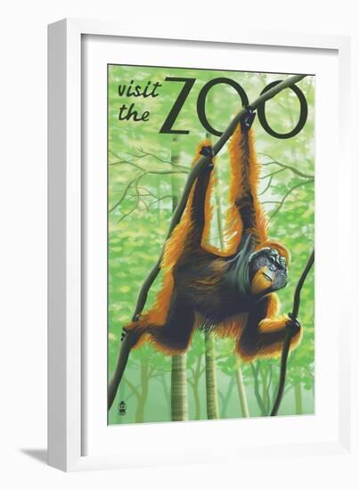 Visit the Zoo, Orangutan Scene-Lantern Press-Framed Art Print