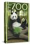 Visit the Zoo, Panda Bear Scene-Lantern Press-Stretched Canvas