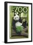 Visit the Zoo, Panda Bear Scene-Lantern Press-Framed Art Print