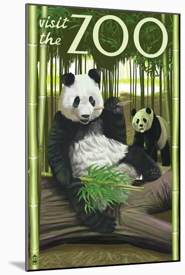 Visit the Zoo, Panda Bear Scene-Lantern Press-Mounted Art Print
