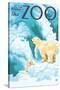 Visit the Zoo, Polar Bear and Cub-Lantern Press-Stretched Canvas