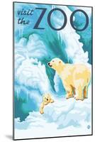 Visit the Zoo, Polar Bear and Cub-Lantern Press-Mounted Art Print