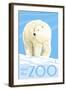 Visit the Zoo, Polar Bear Solo-Lantern Press-Framed Art Print