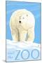 Visit the Zoo, Polar Bear Solo-Lantern Press-Mounted Art Print