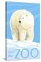 Visit the Zoo, Polar Bear Solo-Lantern Press-Stretched Canvas