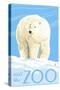 Visit the Zoo, Polar Bear Solo-Lantern Press-Stretched Canvas