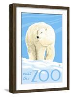 Visit the Zoo, Polar Bear Solo-Lantern Press-Framed Art Print