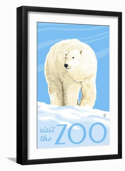 Visit the Zoo, Polar Bear Solo-Lantern Press-Framed Art Print