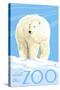 Visit the Zoo, Polar Bear Solo-Lantern Press-Stretched Canvas